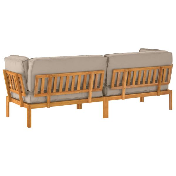 Комплект дивани Едноцветен 2 pcs Таупе Солидно акациево дърво