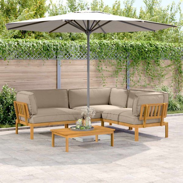 Комплект дивани Едноцветен 4 pcs Таупе Солидно акациево дърво