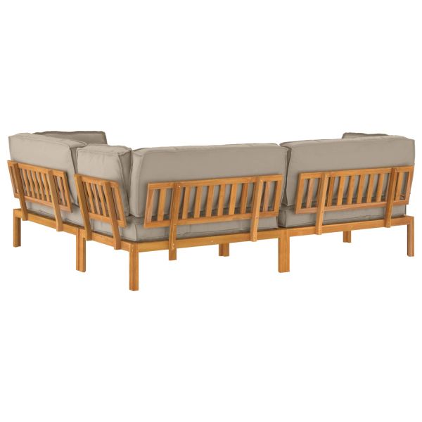 Комплект дивани Едноцветен 4 pcs Таупе Солидно акациево дърво