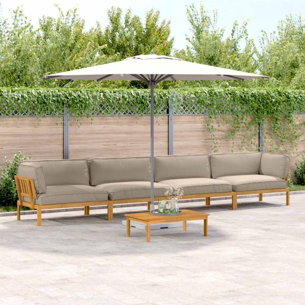 Комплект дивани Едноцветен 5 pcs Таупе Солидно акациево дърво