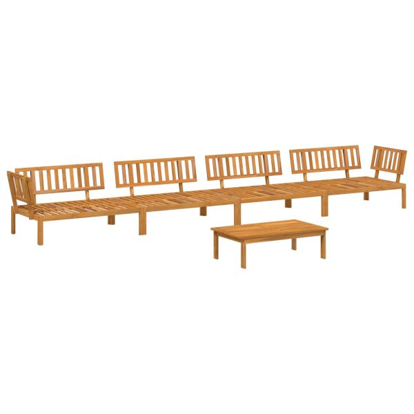 Комплект дивани Едноцветен 5 pcs Таупе Солидно акациево дърво