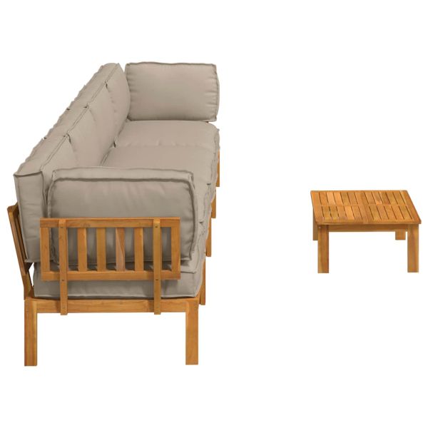 Комплект дивани Едноцветен 5 pcs Таупе Солидно акациево дърво