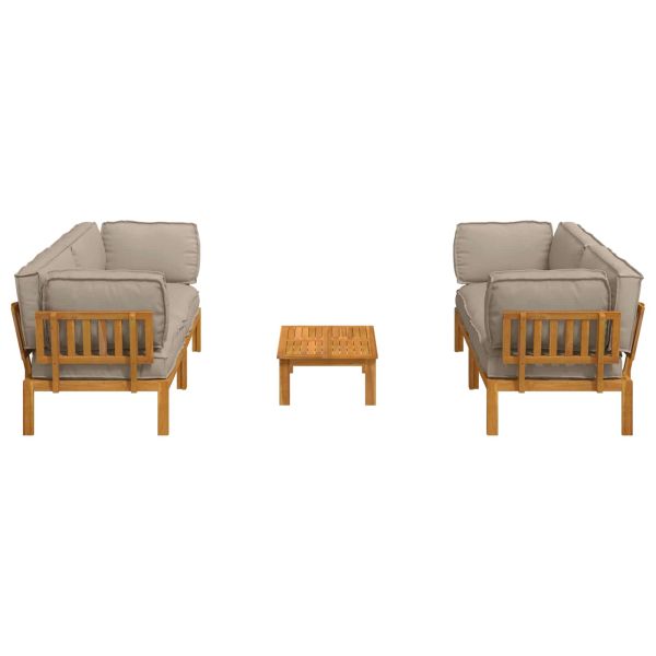 Комплект дивани Едноцветен 5 pcs Таупе Солидно акациево дърво