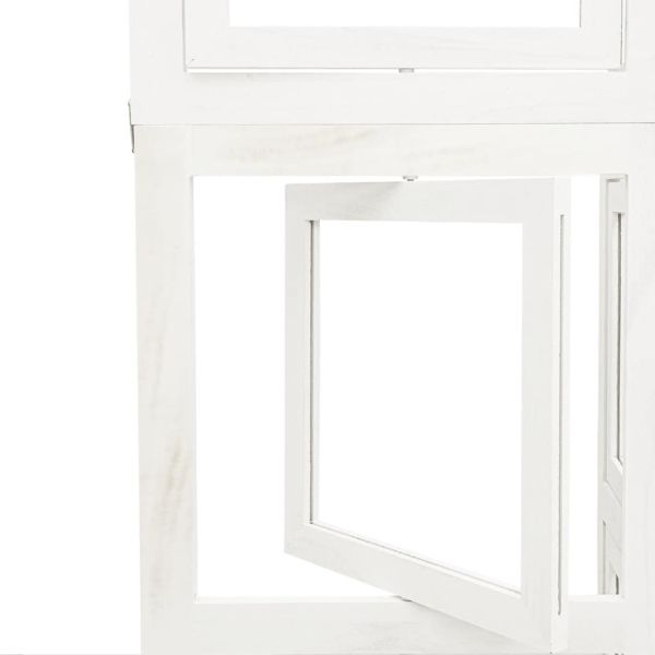 Разделител за стая, 3 панела, бял, дърво пауловния масив