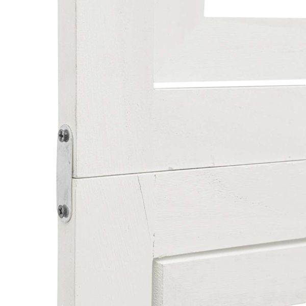 Разделител за стая, 3 панела, бял, дърво пауловния масив