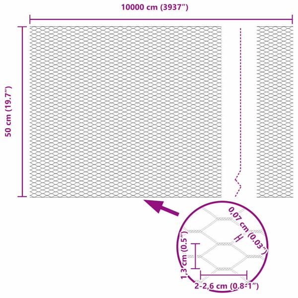 Шестоъгълна ограда Сив 0,5 x 100 м ПВЦ