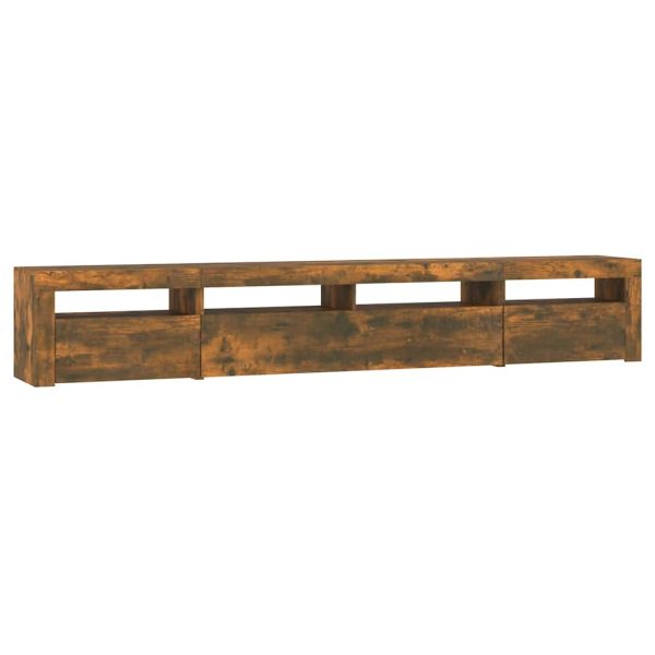 ТВ шкаф с LED осветление, опушен дъб, 240x35x40 см