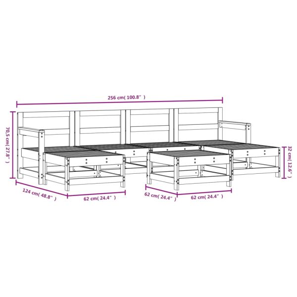 Градински комплект, 7 части, дугласко дърво масив