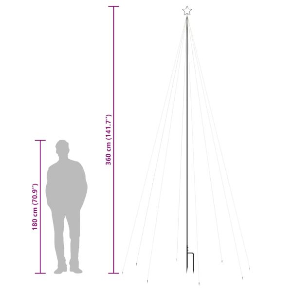 Светеща коледна елха, за закрито/открито, 576 LED, синя, 3,6 м