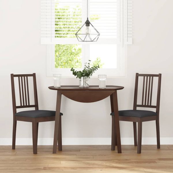 Трапезни столове с възглавници 2бр Кафяв масивна дървесина гума