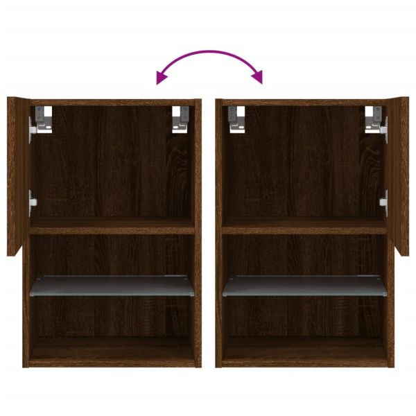 ТВ шкаф с LED осветление, кафяв дъб, 40,5x30x60 см