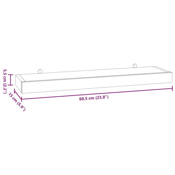 Стенни рафтове 2 бр 60x15x4 см тиково дърво масив