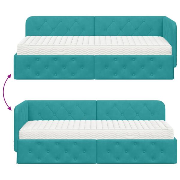 Ъглова рамка за легло Тюркоаз 80 x 200 cm Кадифе