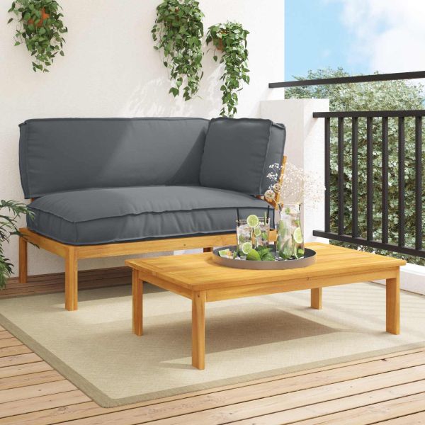 Комплект дивани 2 pcs Антрацит Солидно акациево дърво