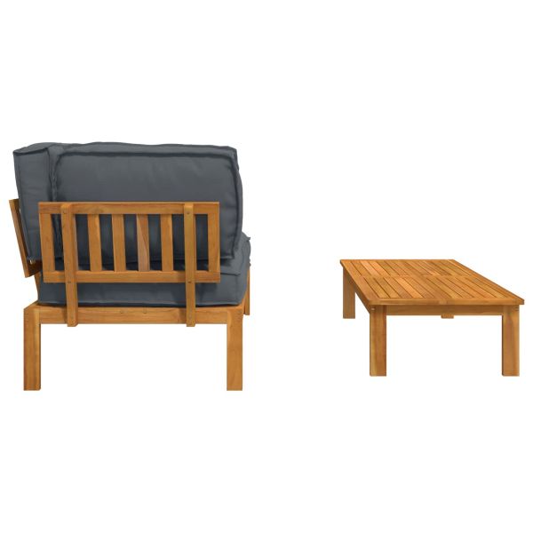 Комплект дивани 2 pcs Антрацит Солидно акациево дърво
