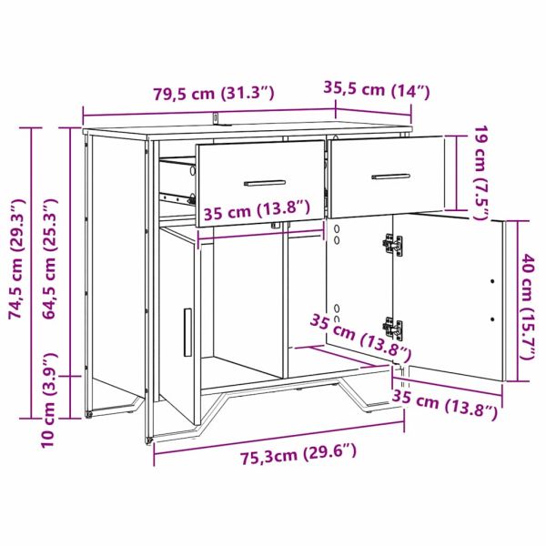 Служебен шкаф с чекмедже Старо дърво 79,5 x 35,5 x 74,5 см