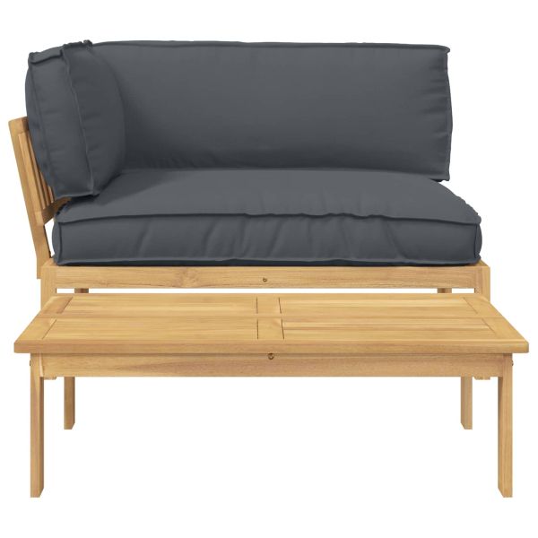 Комплект дивани 2 pcs Антрацит Солидно акациево дърво