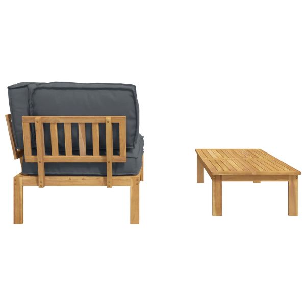 Комплект дивани 2 pcs Антрацит Солидно акациево дърво