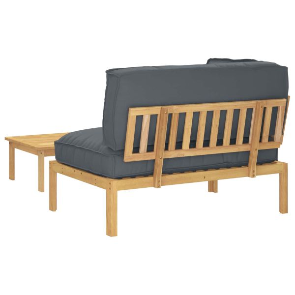 Комплект дивани 2 pcs Антрацит Солидно акациево дърво