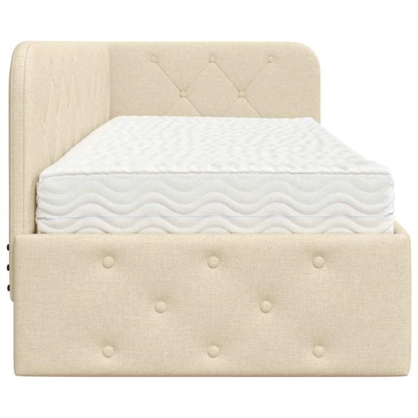 Ъглова рамка за легло Крем 80 x 200 cm текстил