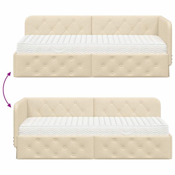 Ъглова рамка за легло Крем 80 x 200 cm текстил