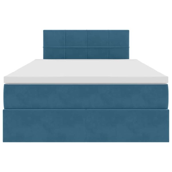 Легло с място за съхранение и LED Синьо 120 x 190 cm Кадифе