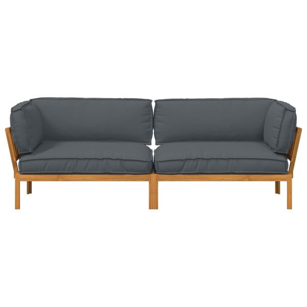 Комплект дивани 2 pcs Антрацит Солидно акациево дърво