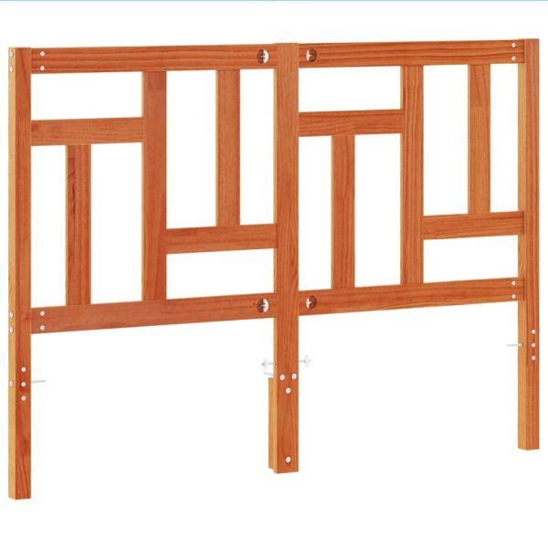 Горна табла за легло, восъчнокафява, 135 см, масивно дърво бор