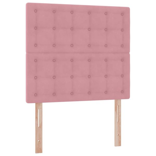 Легло с място за съхранение и LED Розово 90 x 190 cm Кадифе