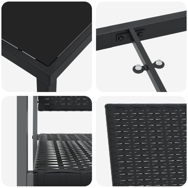 Комплект за хранене в градината 5 pcs Черно ПЕ ратан