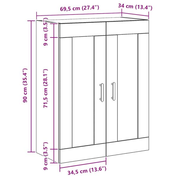 Сайдборд, дъб артизан, 69,5x34x90 см, инженерно дърво