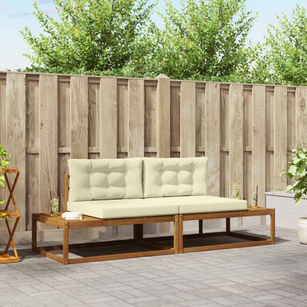 Комплект дивани за открито 2 Брой Натурален и Крема
