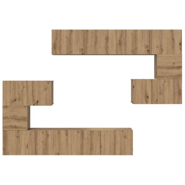 Комплект ТВ шкаф Монтиране на стена 8 pcs Дъб Инженерно дърво