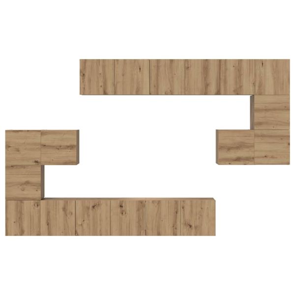 Комплект ТВ шкаф Монтиране на стена 10 pcs Дъб Инженерно дърво