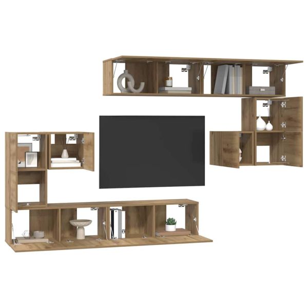 ТВ Единици Монтиране на стена 4 pcs Дъб Инженерно дърво