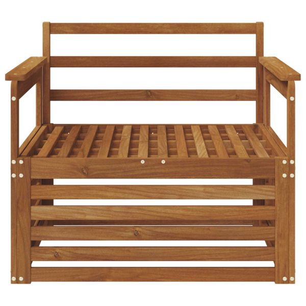 2 Брой Диван с подлакътници Солидно акациево дърво Естествен