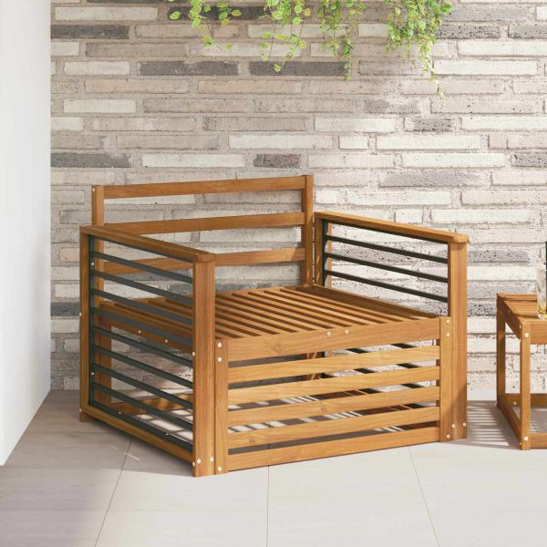 2 Брой Диван с подлакътници Солидно акациево дърво Естествен