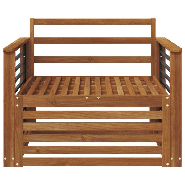 2 Брой Диван с подлакътници Солидно акациево дърво Естествен