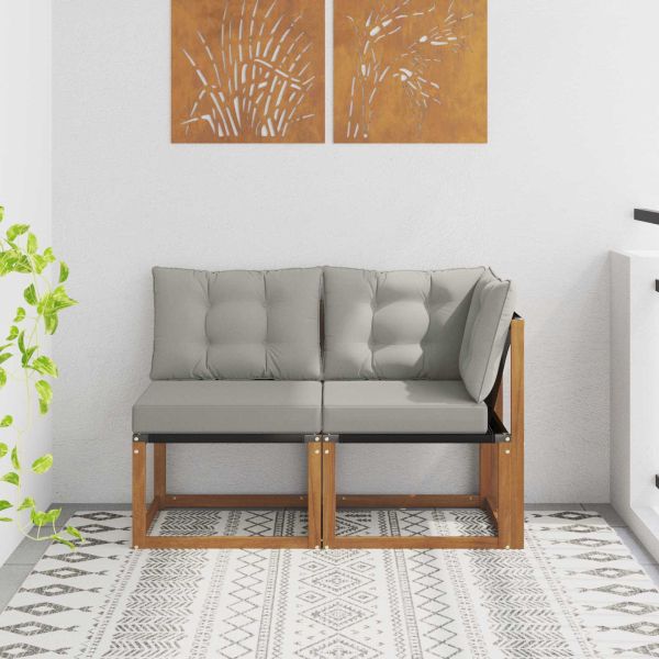 Външен среден и ъглов диван с възглавница 2 Брой Естествен