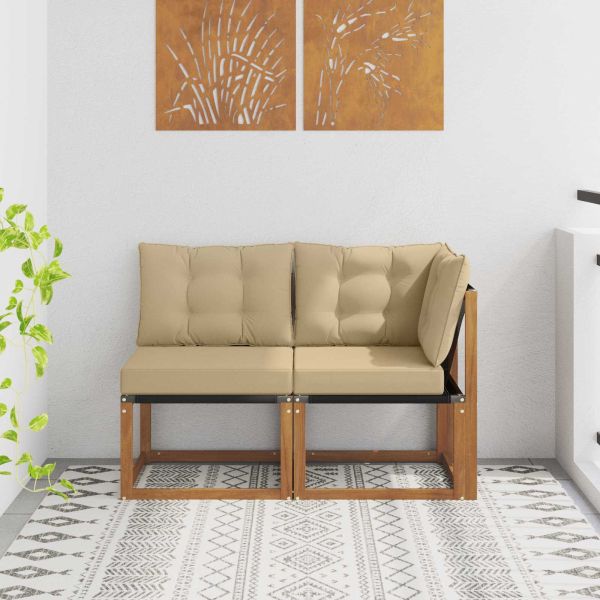 Външен среден и ъглов диван с възглавница 2 Брой Естествен