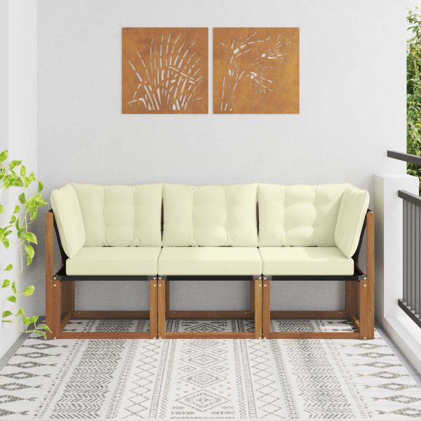 Външен среден и ъглов диван с възглавница 3 Брой Естествен