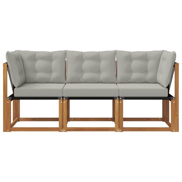 Външен среден и ъглов диван с възглавница 3 Брой Естествен