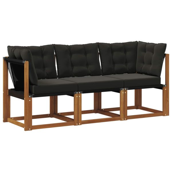 Външен среден и ъглов диван с възглавница 3 Брой Естествен