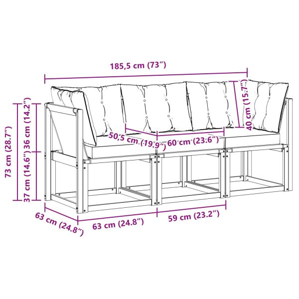Външен среден и ъглов диван с възглавница 3 Брой Естествен