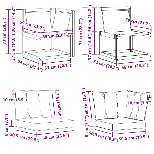 Външен среден и ъглов диван с възглавница 3 Брой Естествен