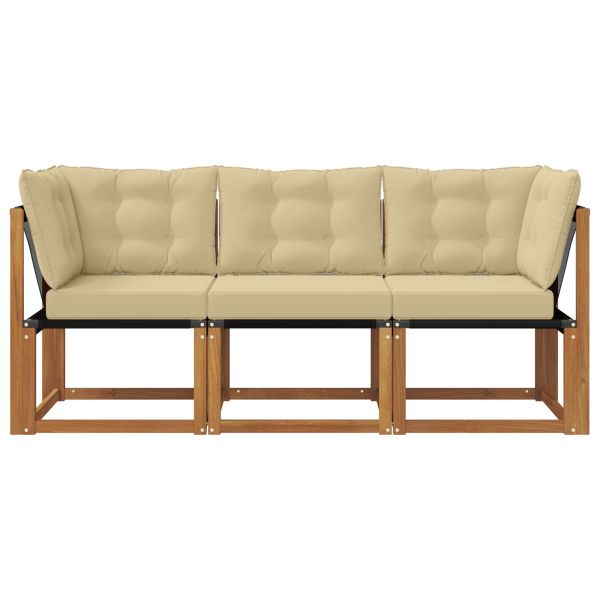 Външен среден и ъглов диван с възглавница 3 Брой Естествен