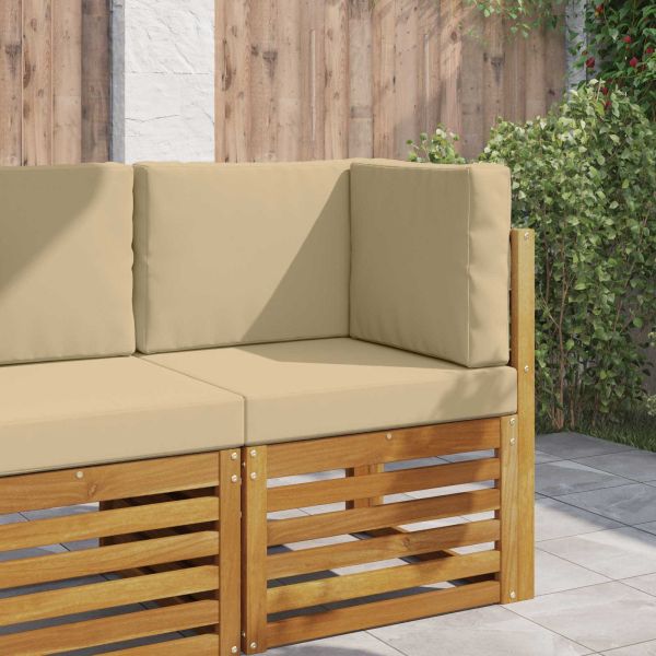 Възглавница за диван на открито 3 pcs Бежово Полиестер