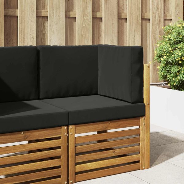 Възглавница за диван на открито 3 pcs Черен Полиестер