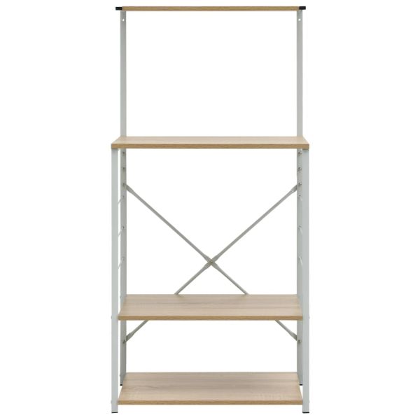 Шкаф за микровълнова бял и дъб 60x39,6x123 см инженерно дърво