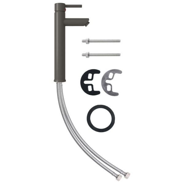 Мивка за баня с кран и сифон, златисто закалено стъкло